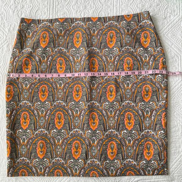 Ann Taylor Factory Orange Paisley Medallion Straight Skirt Career 18 NWT - Picture 7 of 7